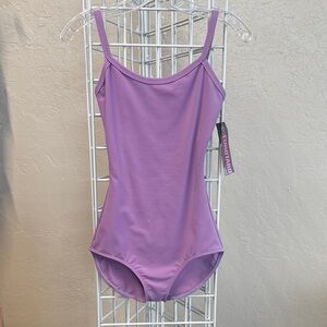 Eurotard - purple camisole leotard with crisscross detail on back